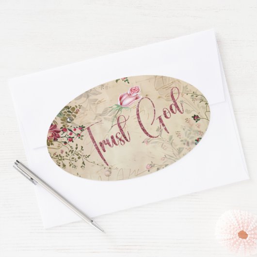 神を信頼する 楕円形シール (封筒)