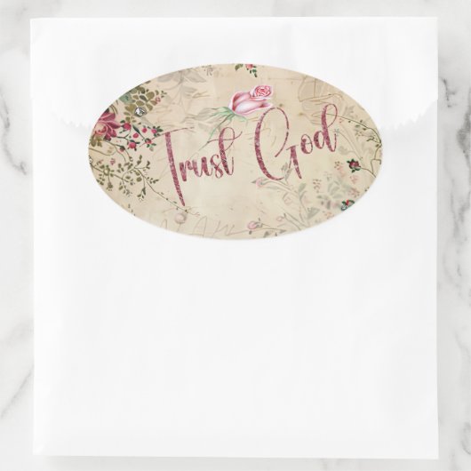 神を信頼する 楕円形シール (バッグ)