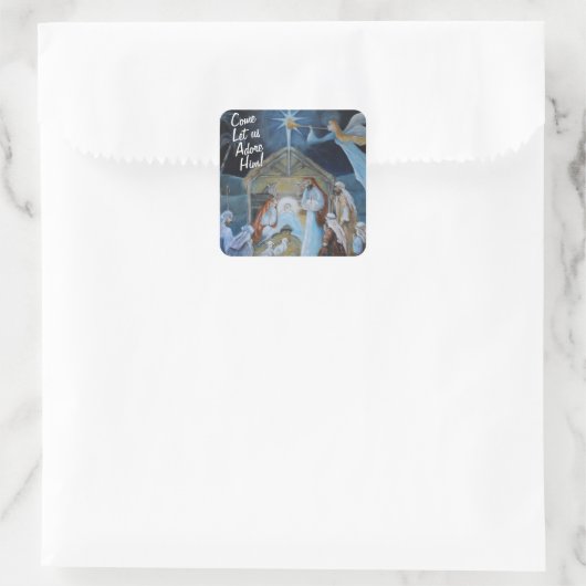 神を崇めよう！ クリスマスの降誕祭 スクエアシール (バッグ)