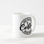 神を愛しコーヒーを飲み本を読む コーヒーマグカップ (正面右)