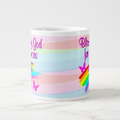 神を愛する90番目の誕生日恵みマグカップ ジャンボコーヒーマグカップ (正面)