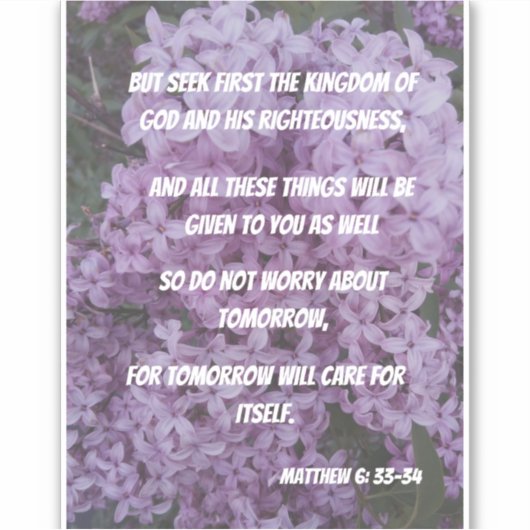 神を求め、聖書の詩を大きく心配してはいけない シール (正面)