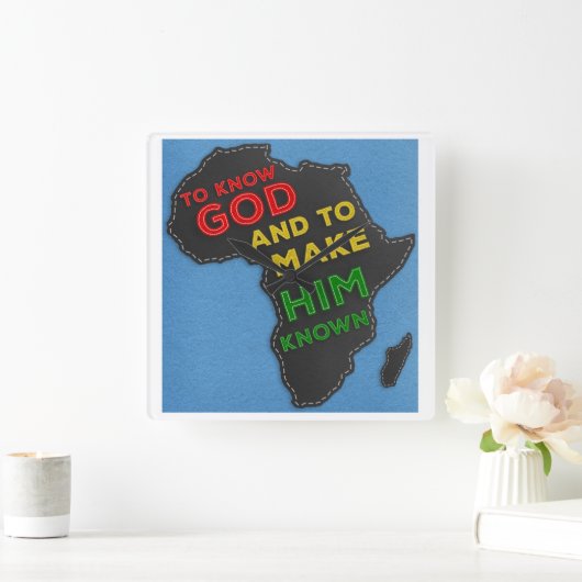 神を知り、アフリカを倒した者として知らせる スクエア壁時計 (ホーム)