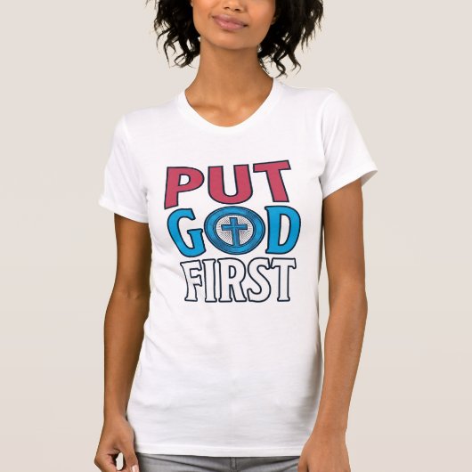 神を第一に考えるキリスト教の名言 ベクター Tシャツ (正面)