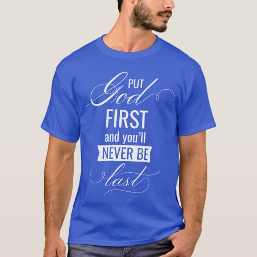 神を第一に キリスト教の信仰を示す面白い引用 Tシャツ (正面)