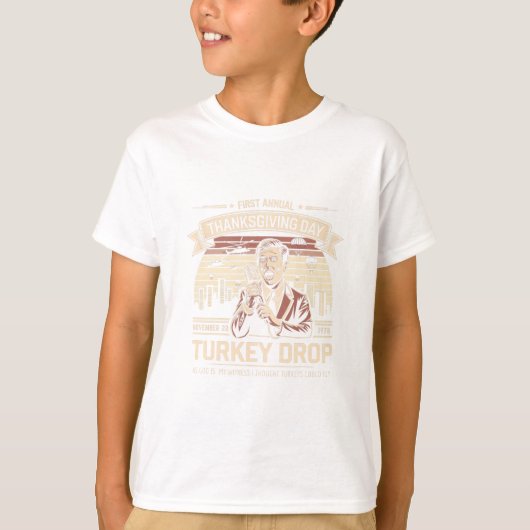 神を証人として私の七面鳥は飛ぶ 初年度の七面鳥ドロップ Tシャツ (正面)