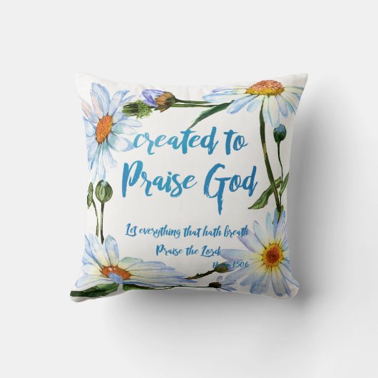 神を賛美するために創造されたデイジー引用文 クッション (裏面)