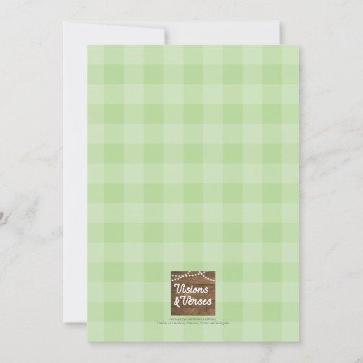 神を賛美するグリーンティーポットと聖書のティーパーティー 招待状 (裏面)