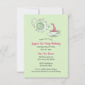 神を賛美するグリーンティーポット聖典ティーパーティー小 招待状 (正面)