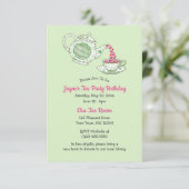 神を賛美するグリーンティーポット聖典ティーパーティー小 招待状 (スタンド正面)