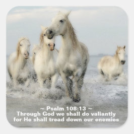 神を通して勇敢に詩篇108:13を行う スクエアシール
