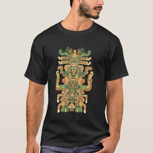 神アステカ古代神話Huitzilopochtli Tシャツ (正面)