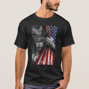 神イエスのキリスト教国旗を恐れる信仰 Tシャツ