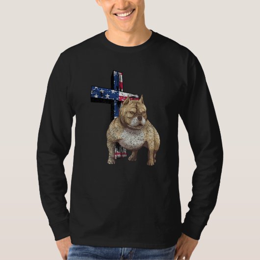 神イエス様のアメリカのブルドッグ犬がピットと交差 Tシャツ (正面)