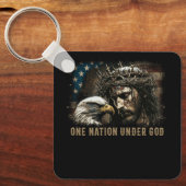 神イエス・キリスト教イーグル・アメリカの下の一つの国 キーホルダー (正面)