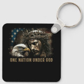 神イエス・キリスト教イーグル・アメリカの下の一つの国 キーホルダー (裏面)