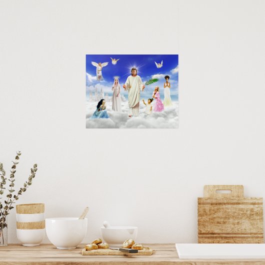 神イエス・バイブル天使キリスト教 ポスター (キッチン)