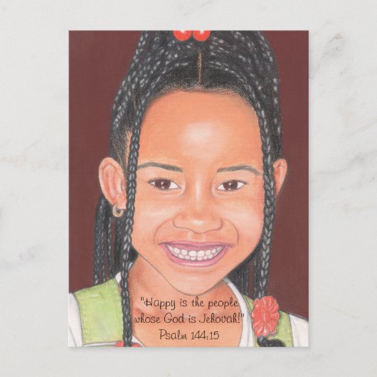 神エホバの幸せな人々～聖なる書物、 経典～プリント ポストカード (正面)