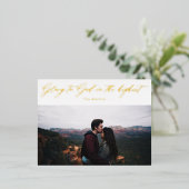 神エレガントに栄光の書道クリスマス 箔シーズンポストカード (立ち正面)