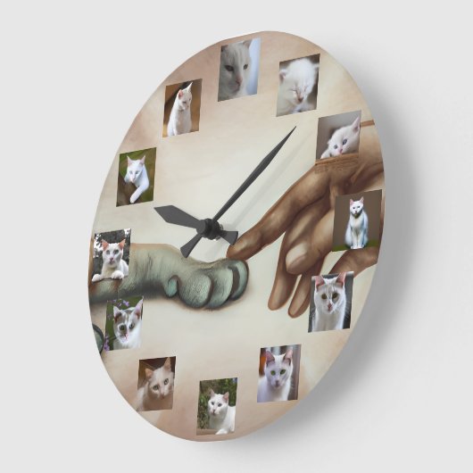 神カスタムが12年の猫を創造子猫あなたの写真 ラージ壁時計 (傾斜)