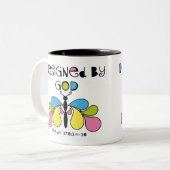 神カラフルがデザインした抽象芸術蝶 ツートーンマグカップ (正面左)