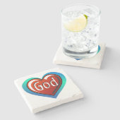 神カラフルハート ストーンコースター (横)