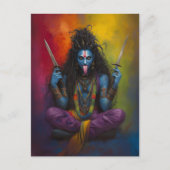 神カーリー抽象虹色肖像画 ポストカード (正面)