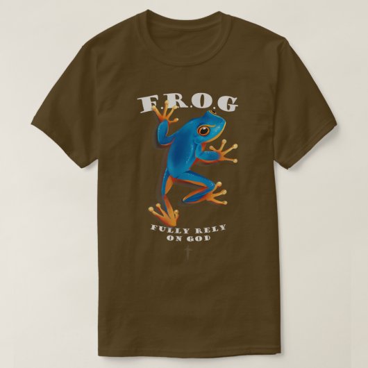 神クリスチャン・カエルに完全に頼る可愛いカエルのシャツ Tシャツ (デザイン正面)