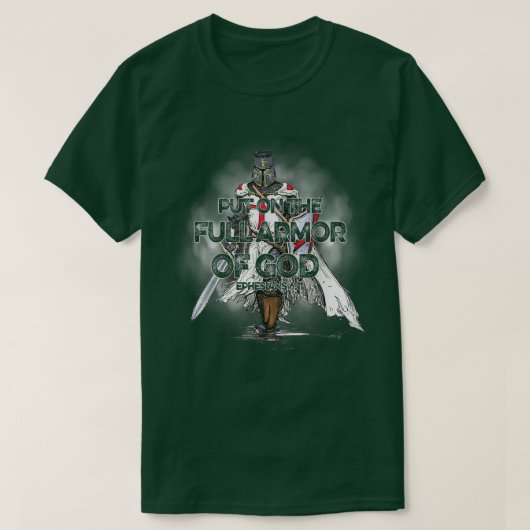 神クロス聖書の聖句の完全な武具を着る Tシャツ (デザイン正面)