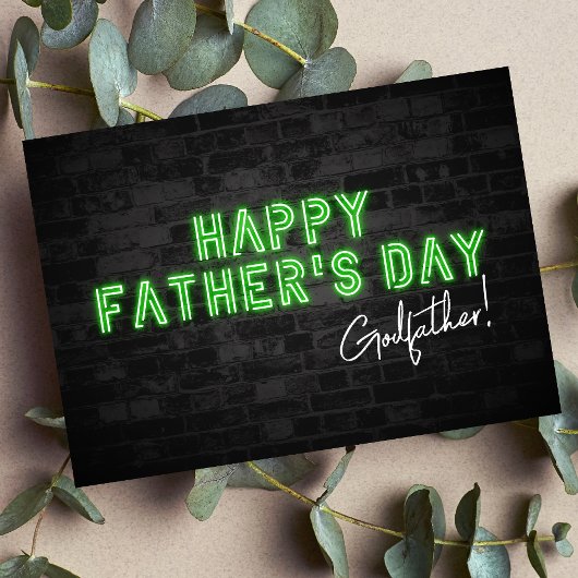 神クール父のネオン・ハッピー父の日カード カード