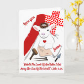 神グリーティングカードの復活の子羊 カード (黄色い花)