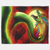 神ケツァルコアトルアステカ フリースブランケット (正面(横))