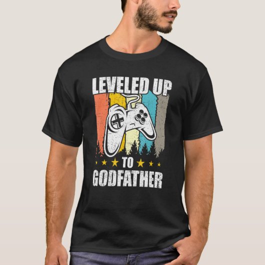 神ゲーマーにレベルアップ ビデオゲーム Tシャツ (正面)