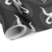 神スカルのデスブラックラッピング紙 ラッピングペーパー (ロールコーナー)