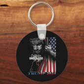 神トランプの下の国2024神アメリカ国旗 キーホルダー (正面)