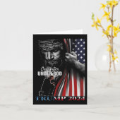 神トランプの下の1つの国2024神アメリカ国旗 カード (黄色い花)