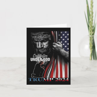 神トランプの下の1つの国2024神アメリカ国旗 カード