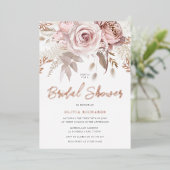 神バラ金ゴールド赤面フローラブライダルシャワー 箔招待状 (立ち正面)