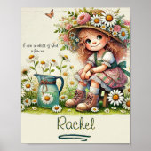 神パーソナライズされたデイジー女の子 ポスター (正面)