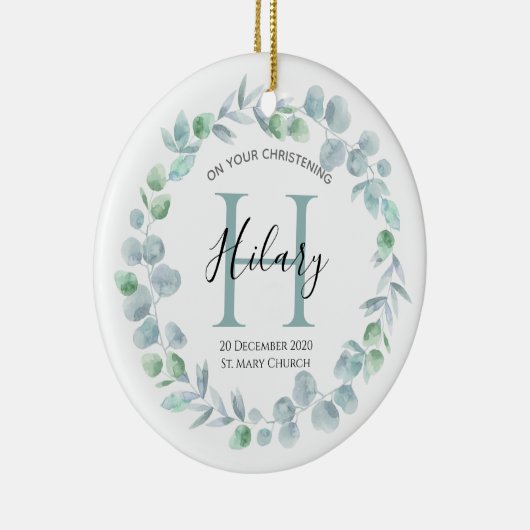 神パーソナライズされた父母に洗礼の神の子 セラミックオーナメント (右)