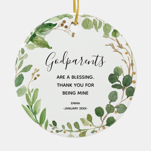 神パーソナライズされた父母クリスマス飾り セラミックオーナメント (正面)