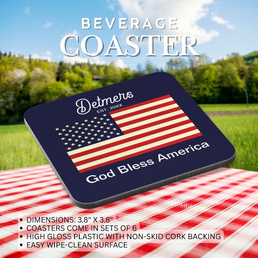 神パーソナライズされた祝福アメリカ国旗のコースター コースター