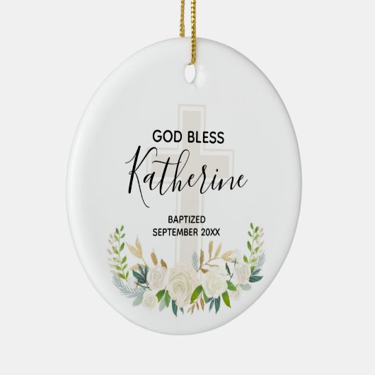 神パーソナライズされた祝福ガール《キリスト教》洗礼式や命名式オーナメント セラミックオーナメント (右)