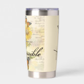 神ヒマワリと蝶と共パーソナライズされたに 保温保冷タンブラー (正面)