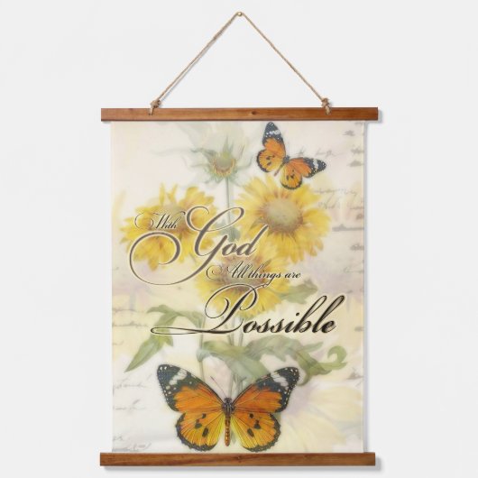 神ヒマワリと蝶 吊り下げ型タペストリー (正面)