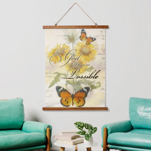 神ヒマワリと蝶 吊り下げ型タペストリー (リビング)