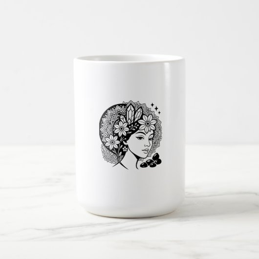 神フェミニン曼荼羅アートフローラクリスタル女神 コーヒーマグカップ (中央)