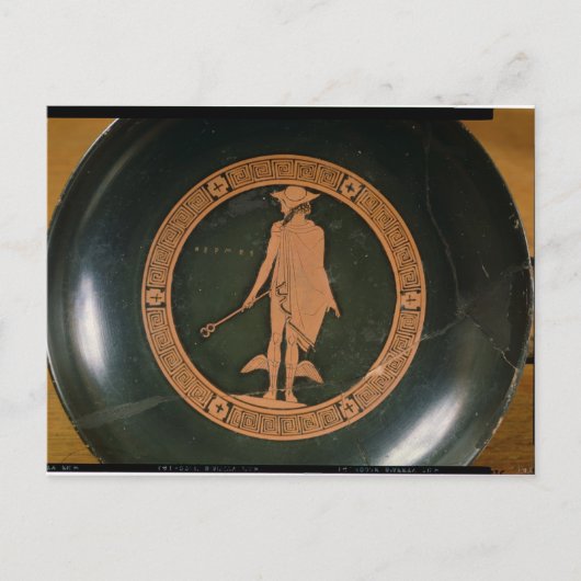 神ヘルメスを描いたギリシャの赤絵杯 ポストカード (正面)