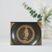 神ヘルメスを描いたギリシャの赤絵杯 ポストカード (スタンド正面)