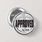 神ボタンによって承認される 缶バッジ (正面&裏面)